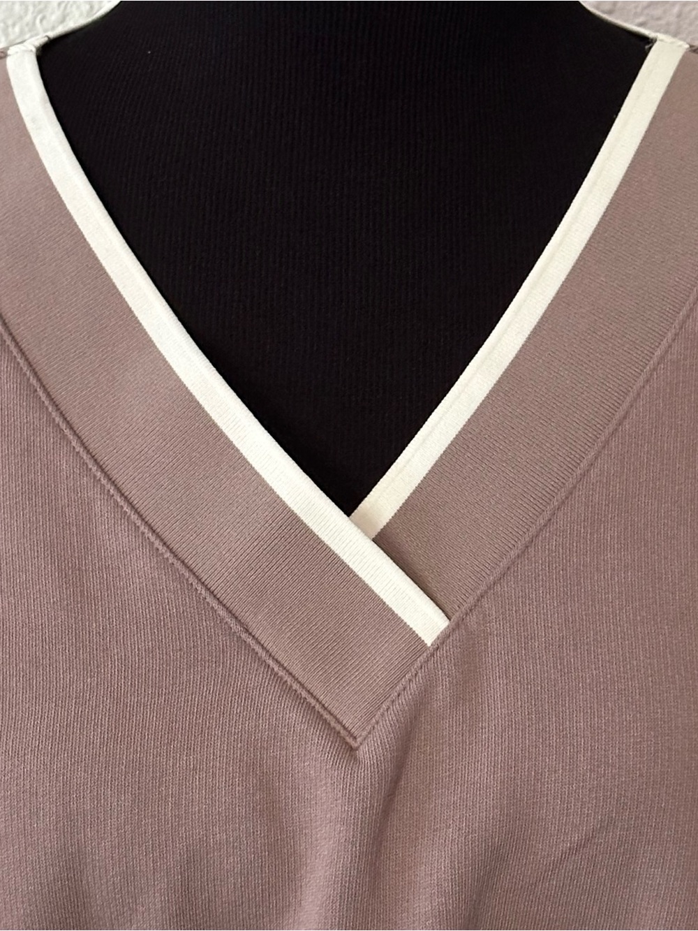 Victoria's Secret Mauve V-Neck Sweater with White Trim